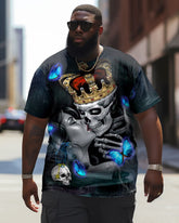 Men's Plus Size Vikings Day Skull Short Sleeve Crew Neck T-Shirt